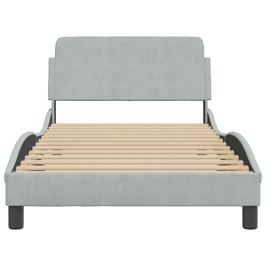 Cadre de lit Dover gris clair 100x190 cm velours - XIOS