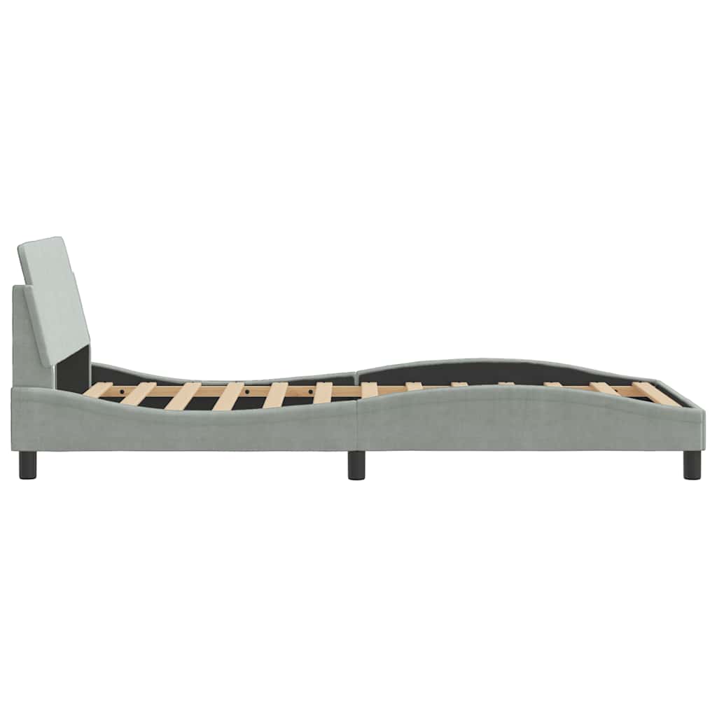 Cadre de lit Dover gris clair 100x190 cm velours - XIOS