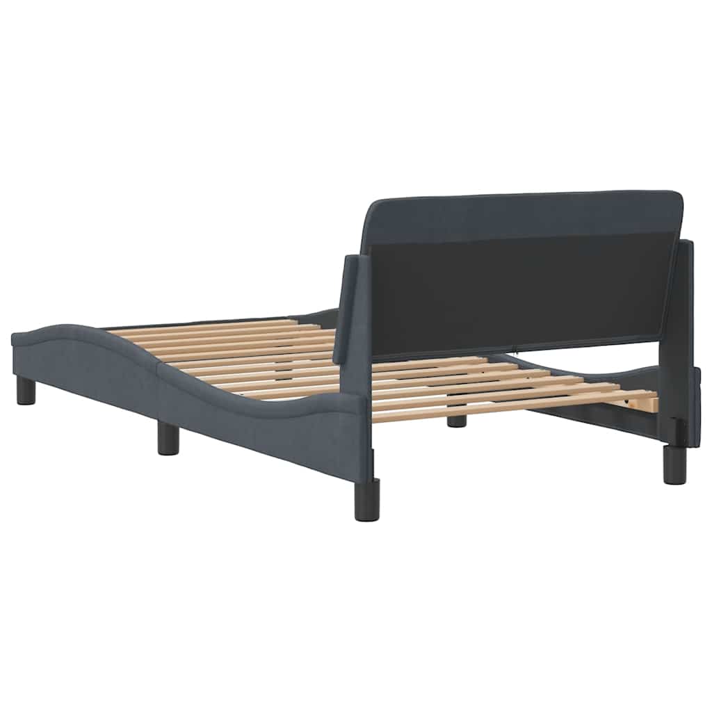 Cadre de lit Dover gris foncé 100x190 cm velours