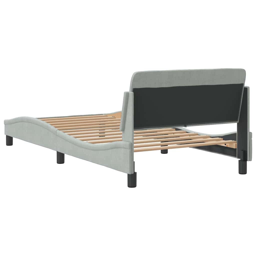 Cadre de lit Dover gris clair 100x203 cm velours - XIOS