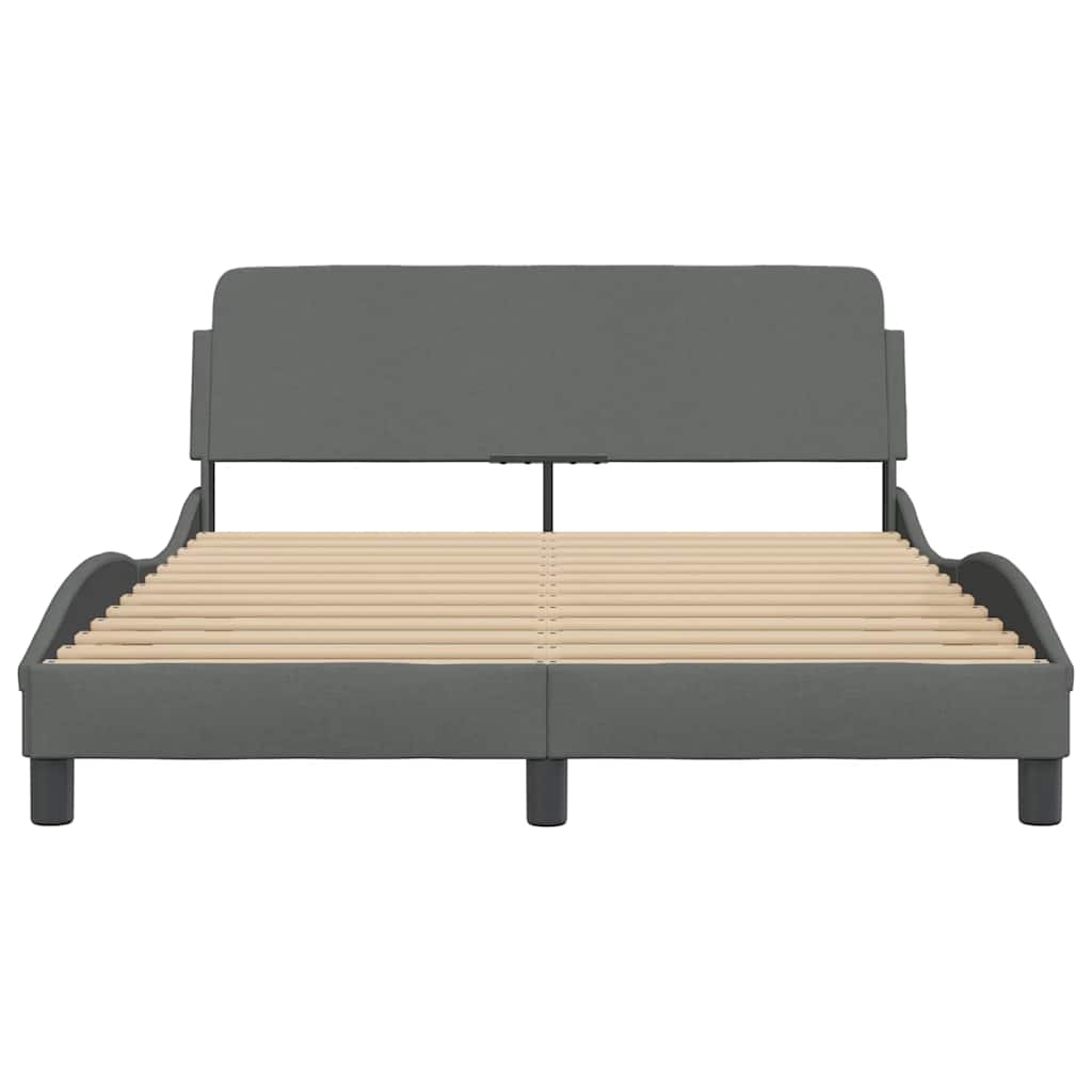 Cadre de lit Dover gris foncé 137x190 cm tissu - XIOS