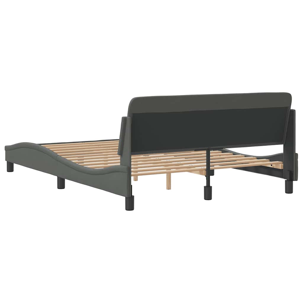 Cadre de lit Dover gris foncé 137x190 cm tissu - XIOS