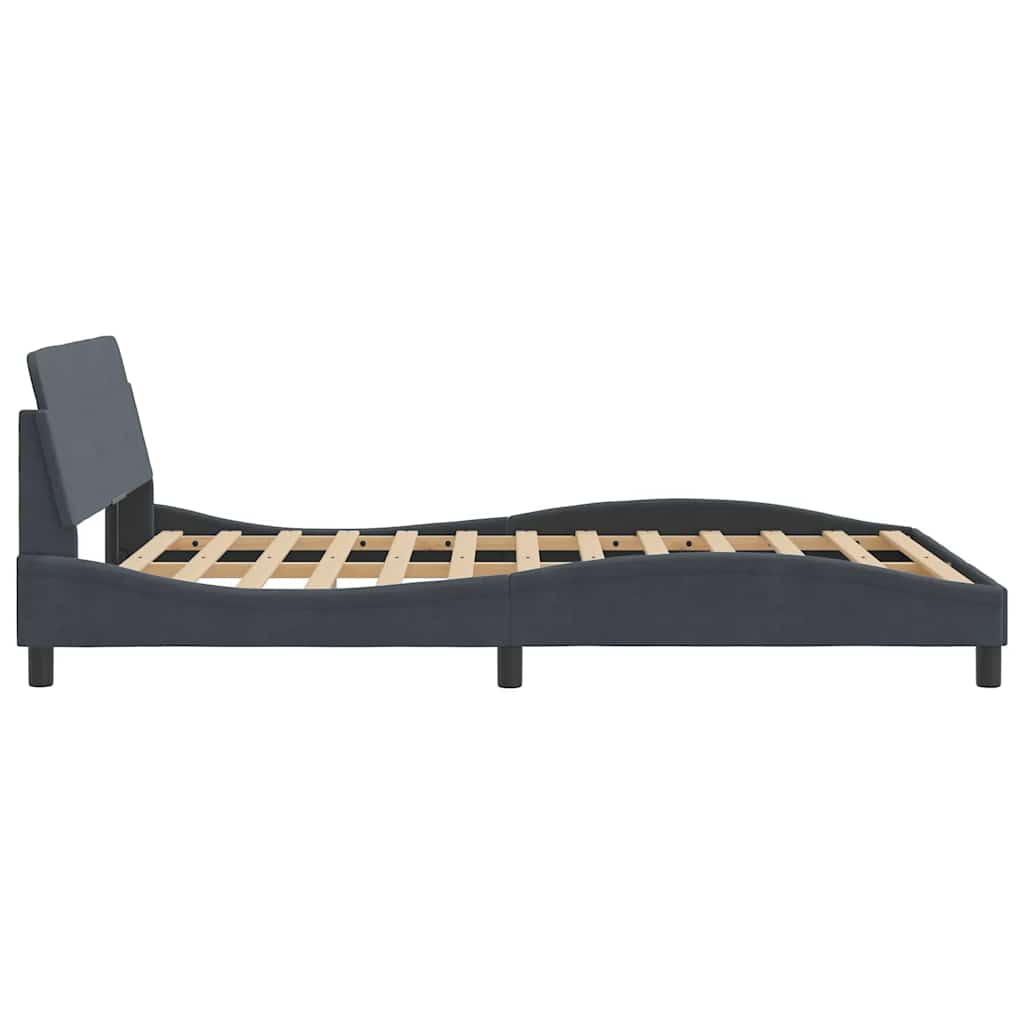 Cadre de lit Dover gris foncé 137x190 cm velours - XIOS