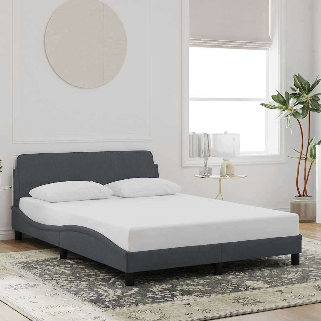 Cadre de lit Dover gris foncé 137x190 cm velours - XIOS