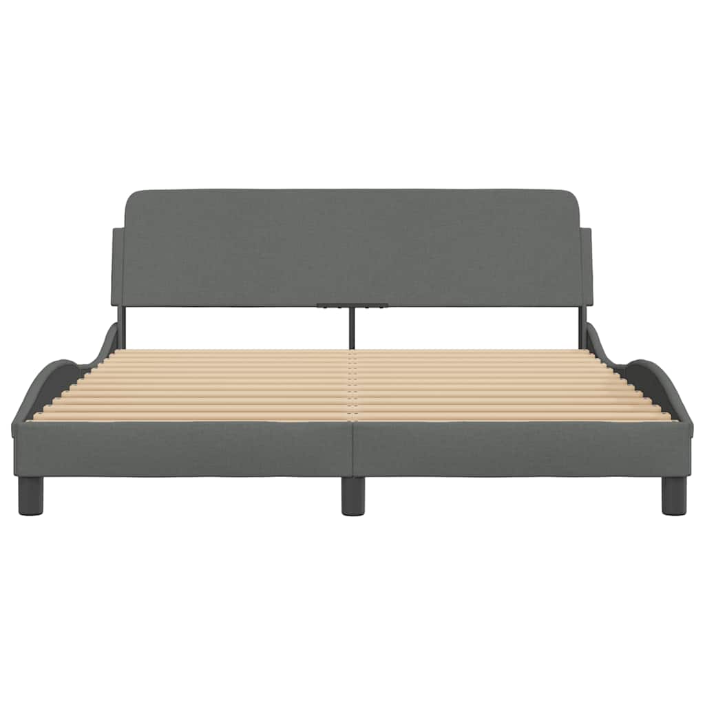 Cadre de lit Dover gris foncé 152x203 cm tissu - XIOS