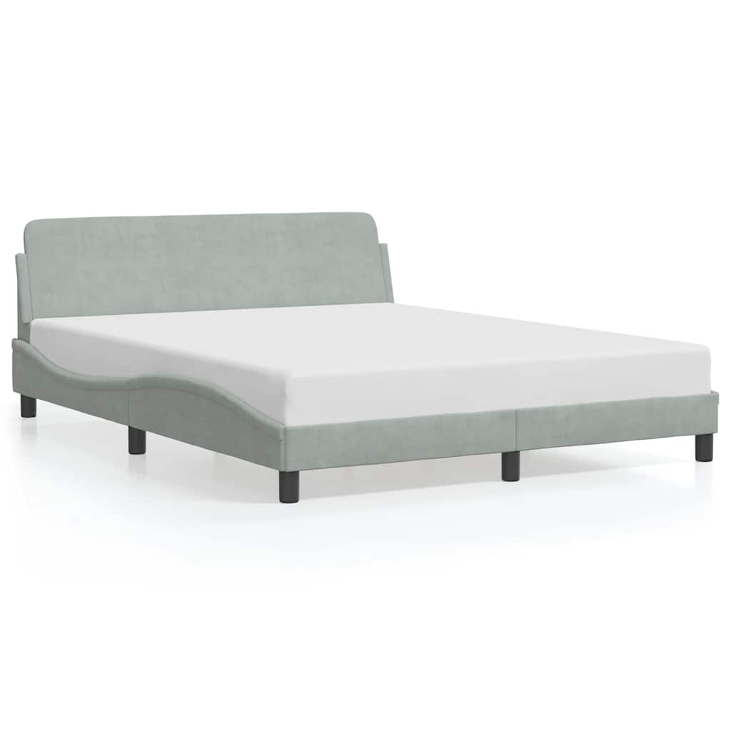 Cadre de lit Dover gris clair 152x203 cm velours - XIOS