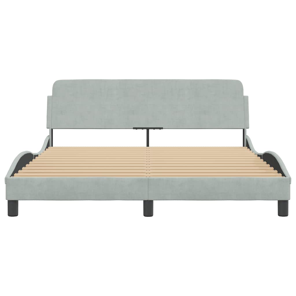 Cadre de lit Dover gris clair 152x203 cm velours - XIOS