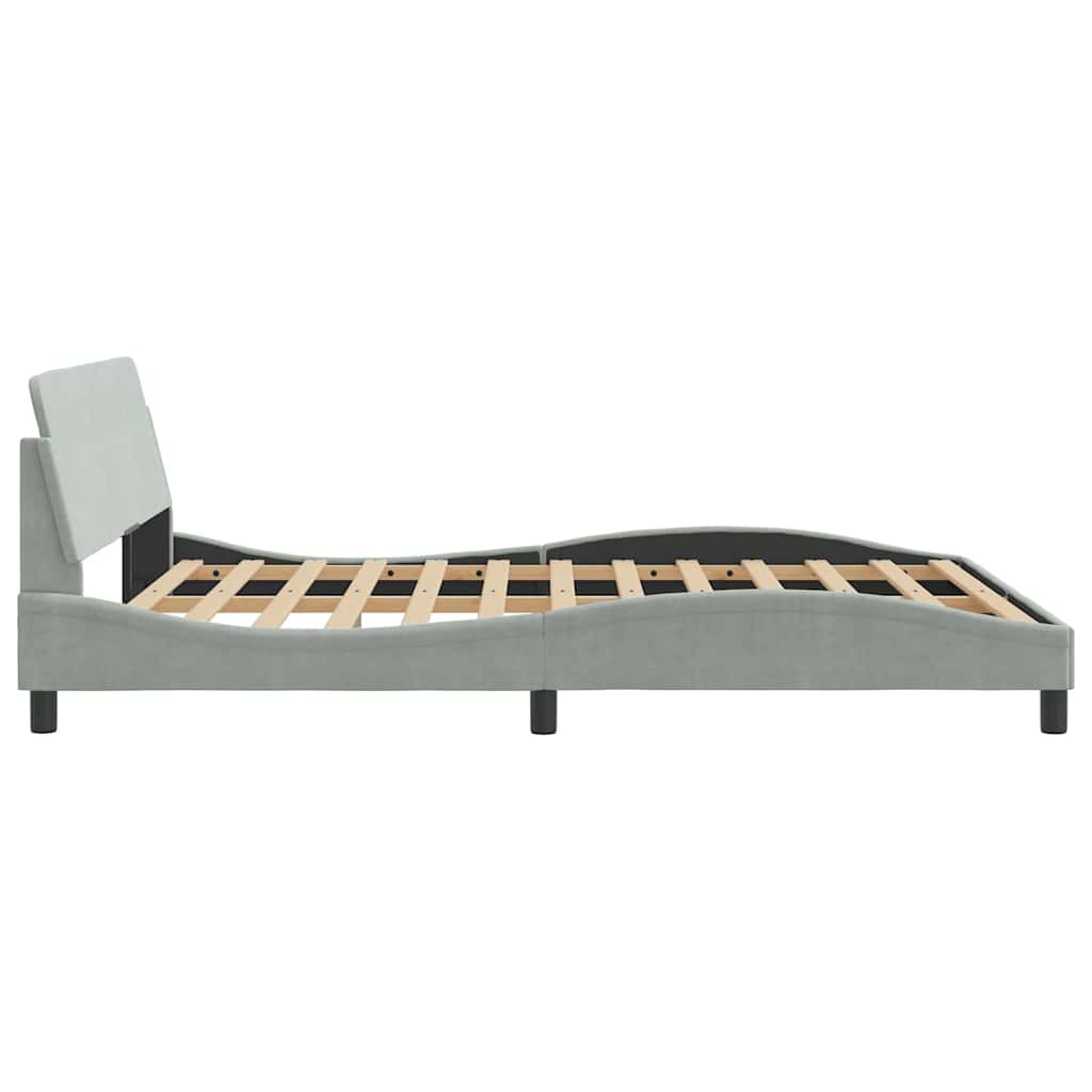 Cadre de lit Dover gris clair 152x203 cm velours - XIOS