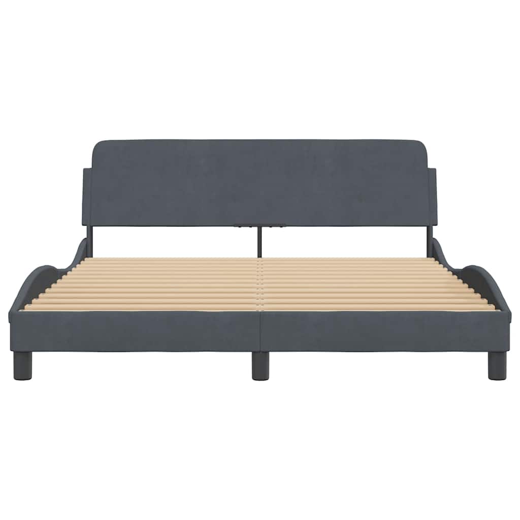 Cadre de lit Dover gris foncé 152x203 cm velours - XIOS