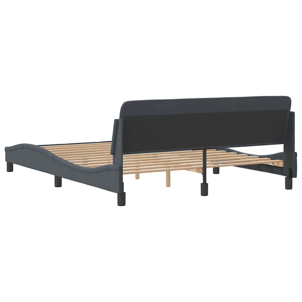 Cadre de lit Dover gris foncé 152x203 cm velours - XIOS