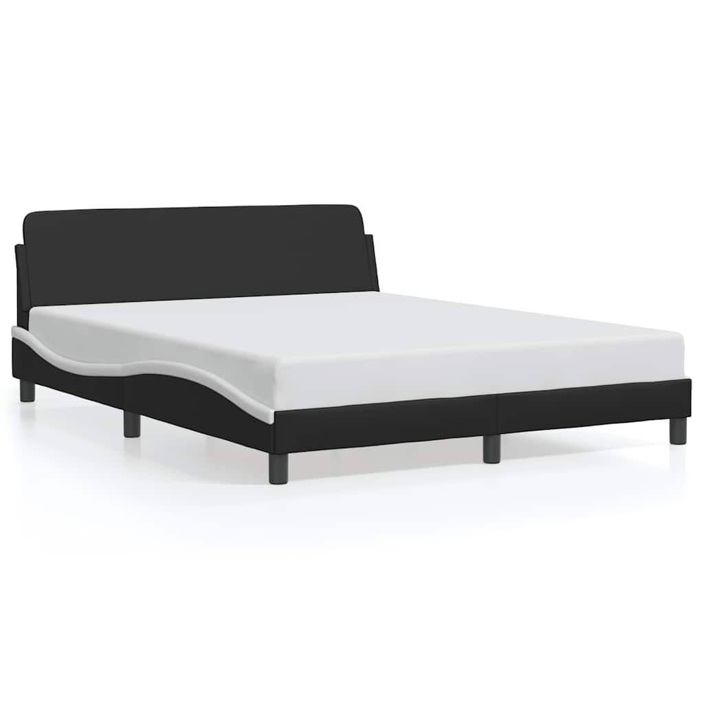 Cadre de lit Dover noir et blanc 152x203 cm similicuir