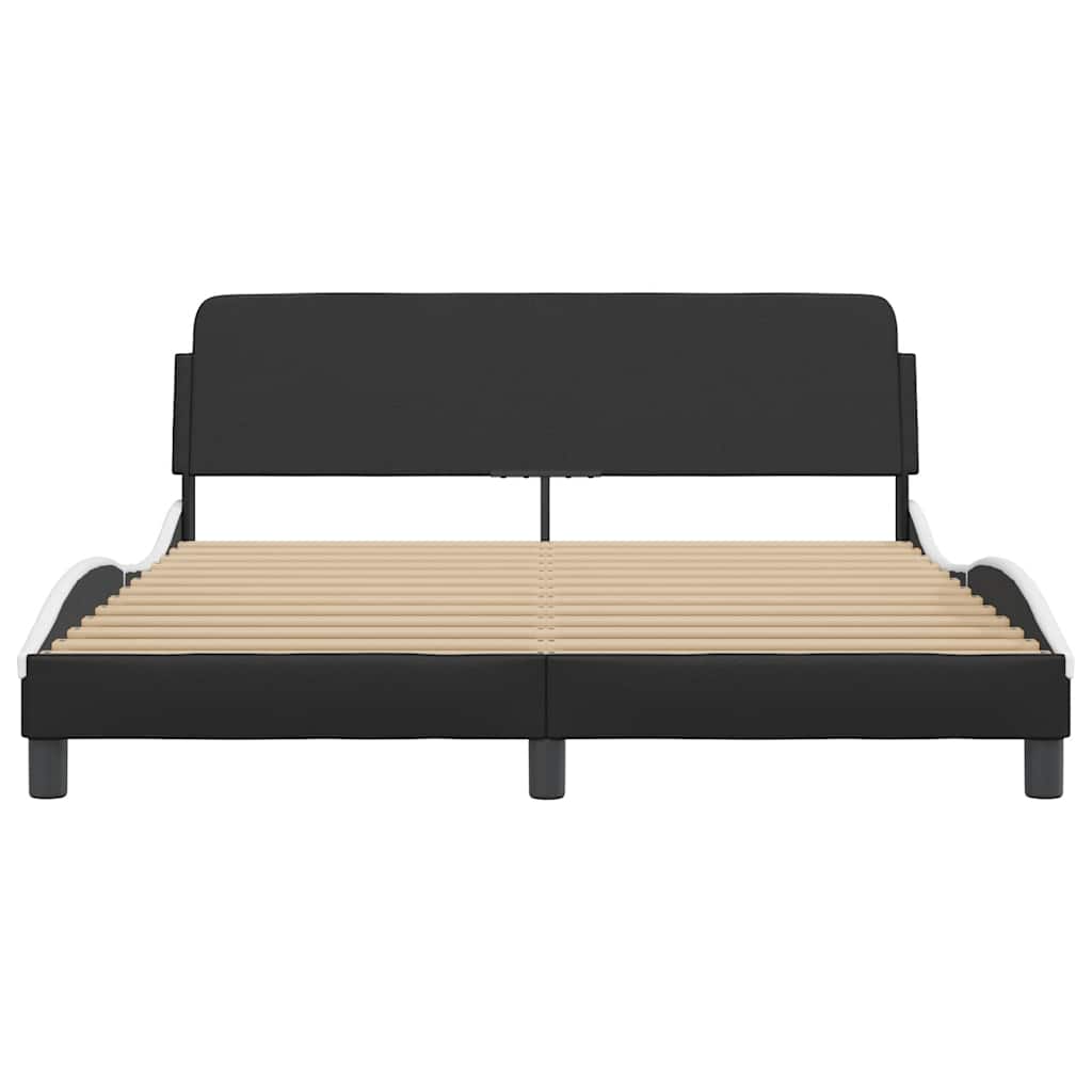 Cadre de lit Dover noir et blanc 152x203 cm similicuir