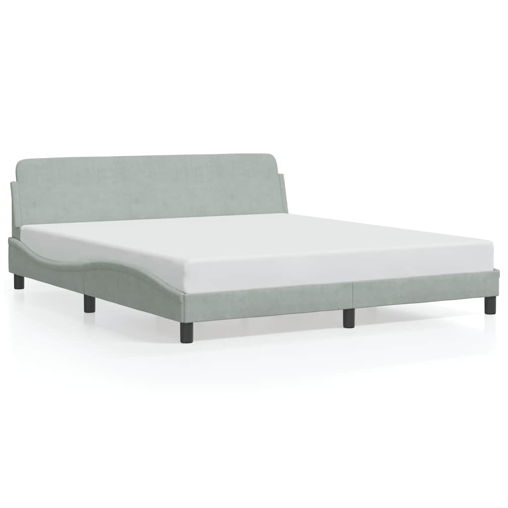 Cadre de lit Dover gris clair 183x213 cm velours - XIOS