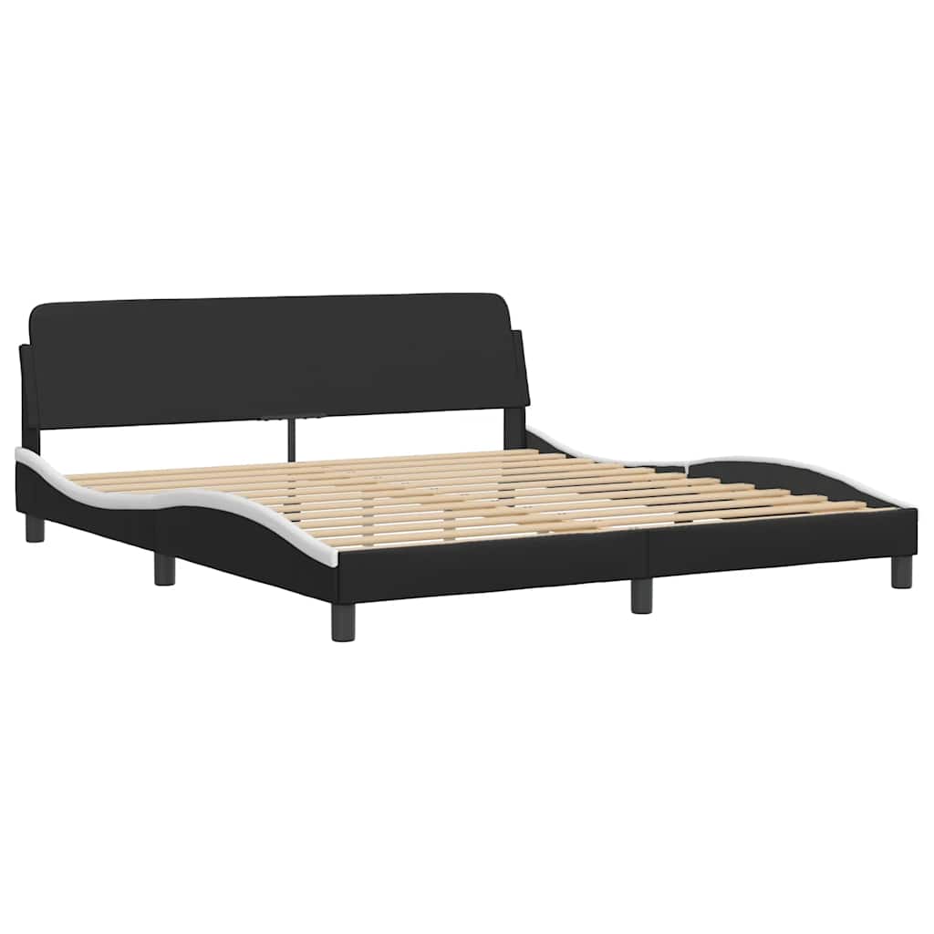 Cadre de lit Dover noir et blanc 183x213 cm similicuir