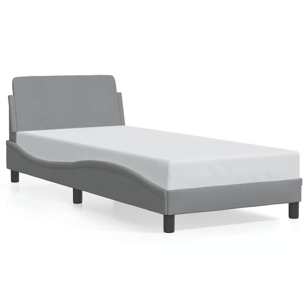 Cadre de lit Dover gris clair 90x190 cm tissu - XIOS