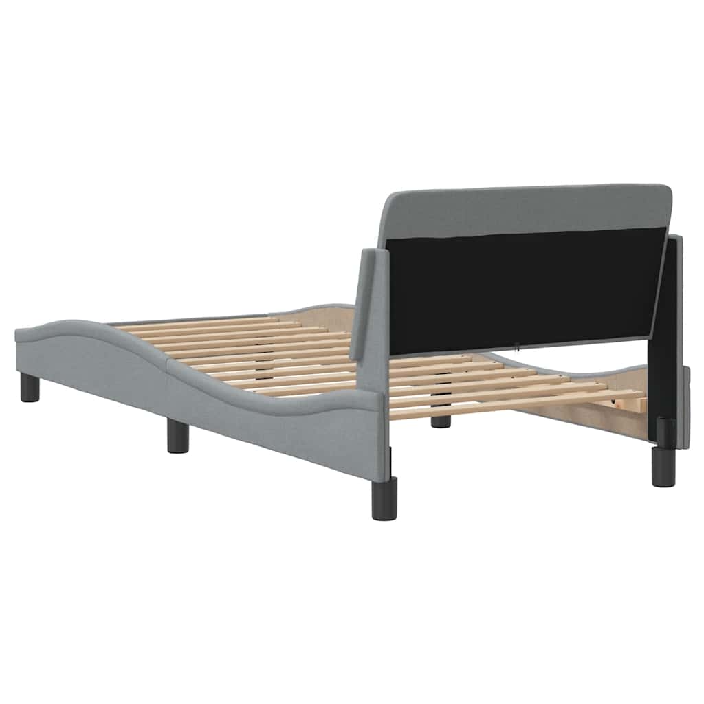 Cadre de lit Dover gris clair 90x190 cm tissu - XIOS