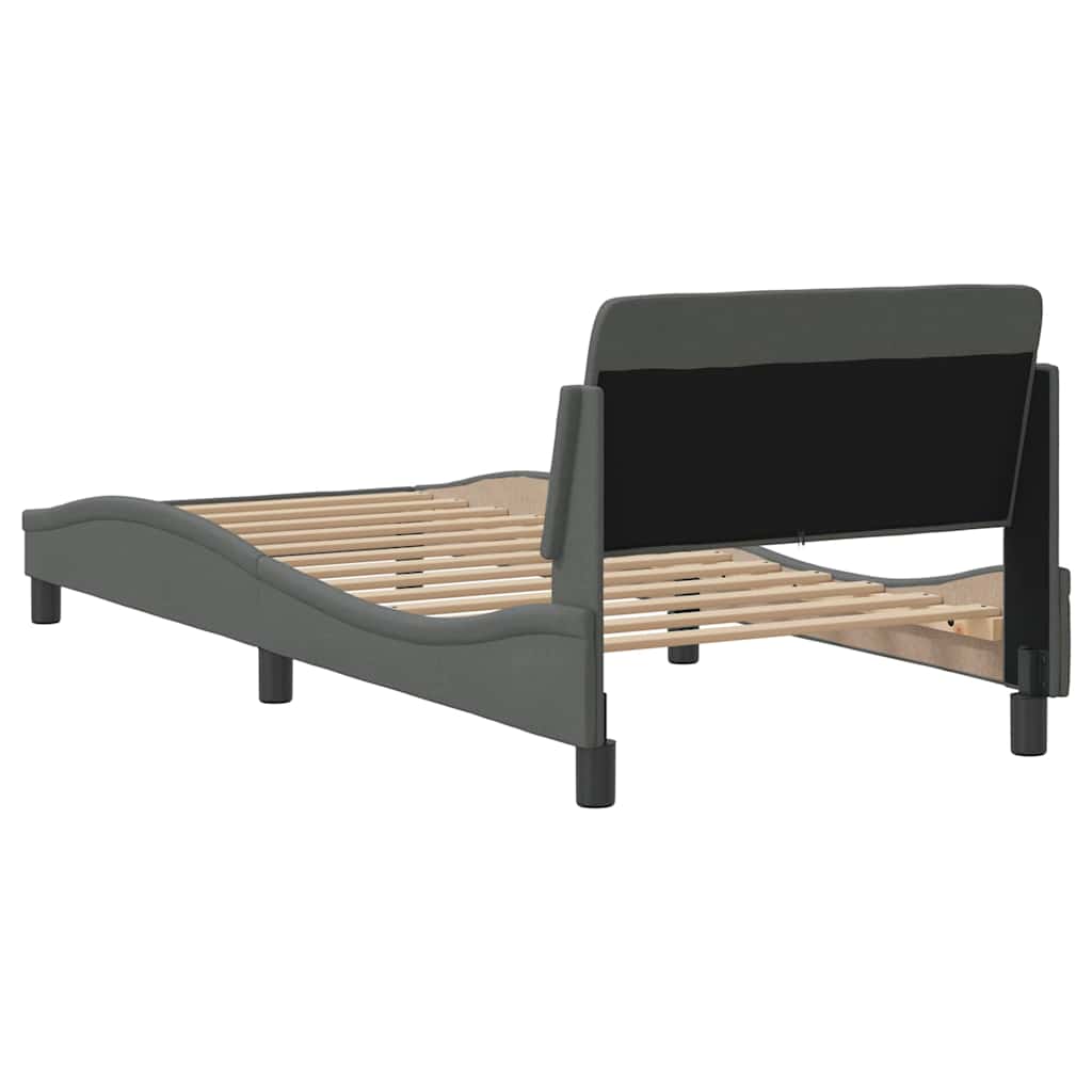 Cadre de lit Dover Gris foncé 90x190 cm tissu - XIOS