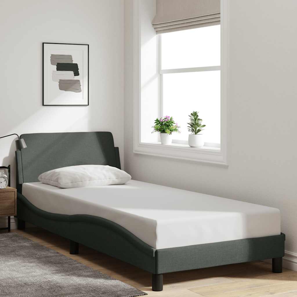 Cadre de lit Dover Gris foncé 90x190 cm tissu - XIOS