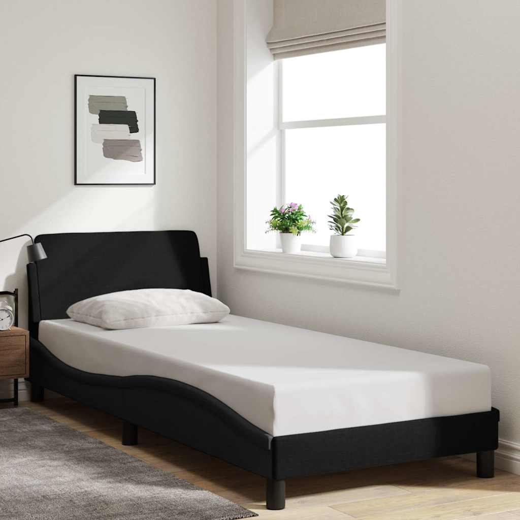 Cadre de lit Dover noir 90x190 cm en tissu - XIOS