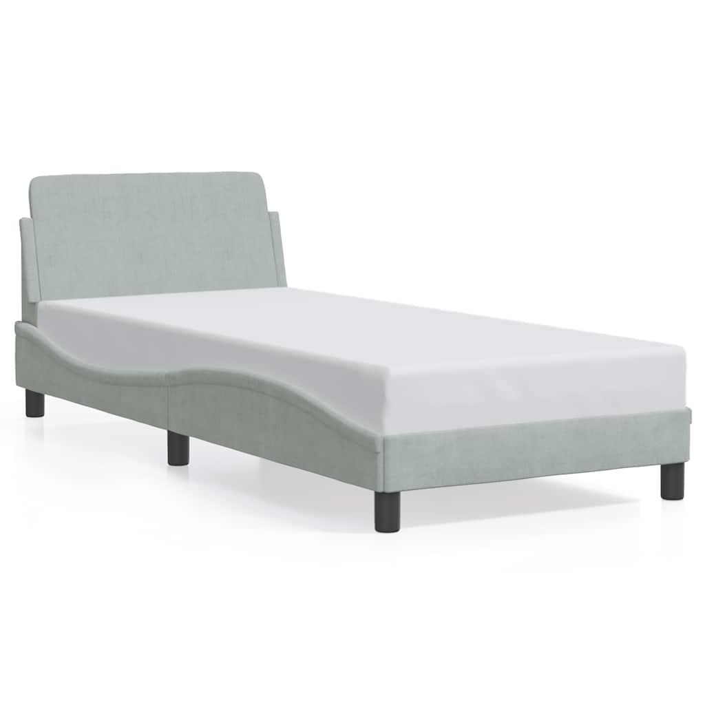 Cadre de lit Dover Gris clair 90x190 cm velours - XIOS