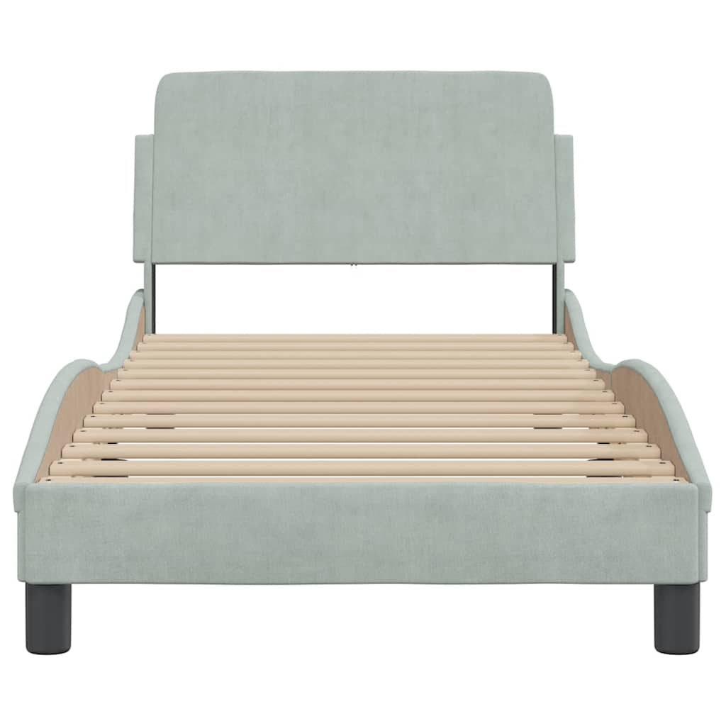 Cadre de lit Dover Gris clair 90x190 cm velours - XIOS