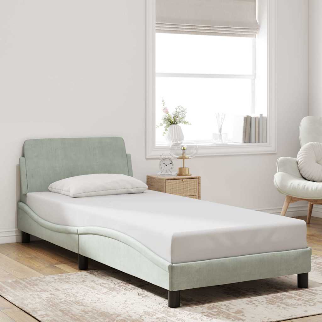 Cadre de lit Dover Gris clair 90x190 cm velours - XIOS