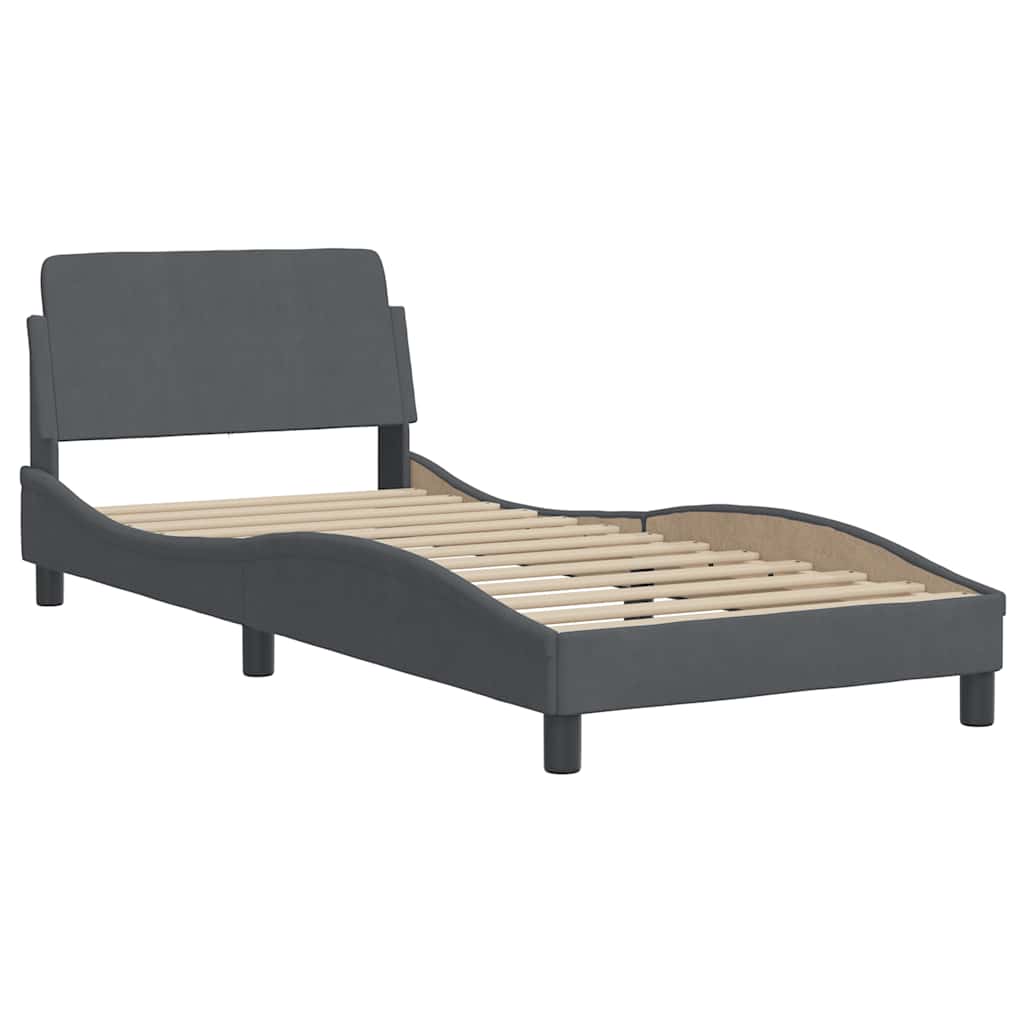 Cadre de lit Dover Gris foncé 90x190 cm velours - XIOS