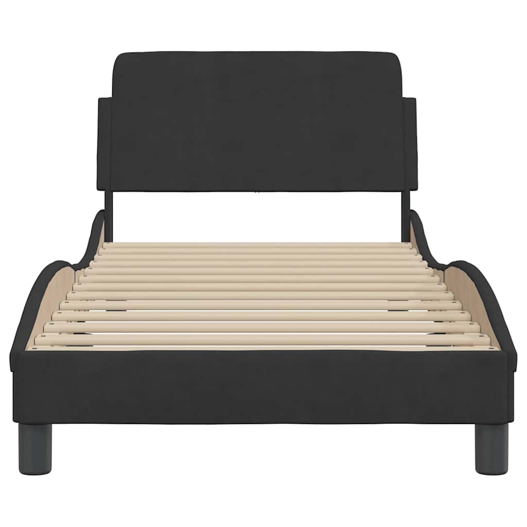 Cadre de lit Dover noir 90x190 cm velours - XIOS