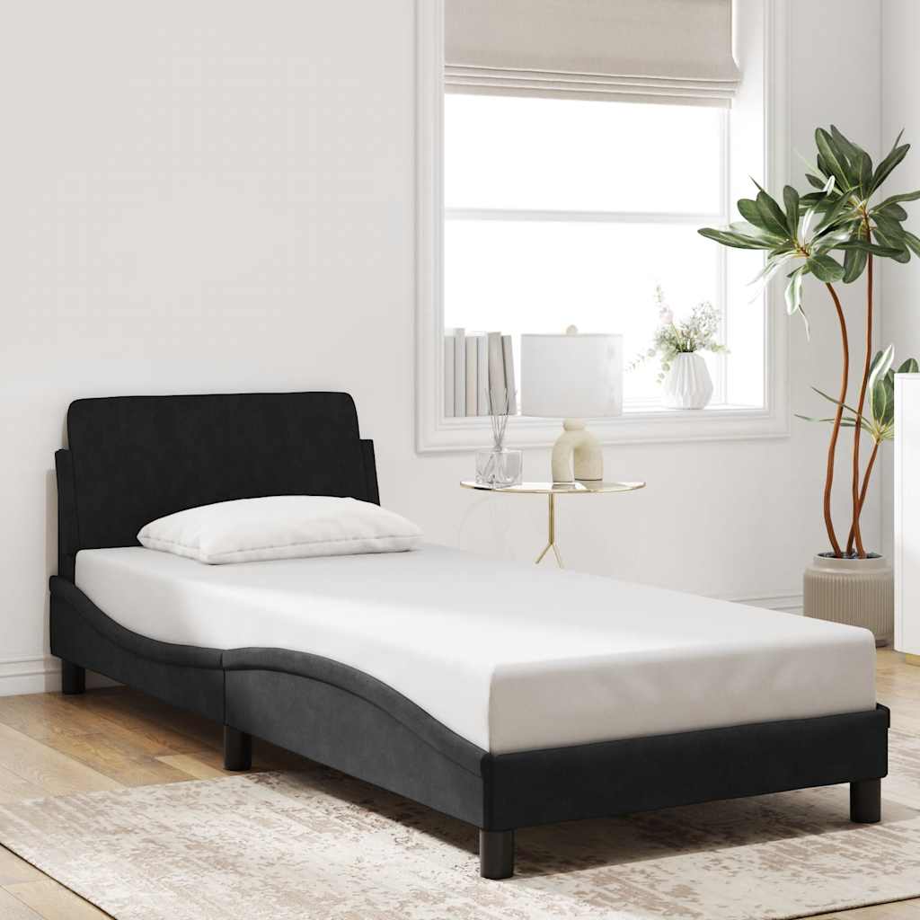 Cadre de lit Dover noir 90x190 cm velours - XIOS