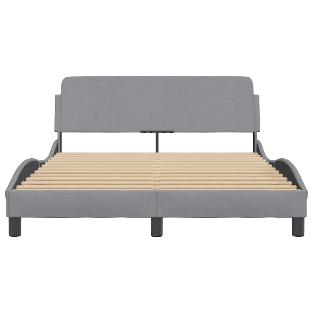Cadre de lit Dover Gris clair 135 x 190 cm tissu - XIOS