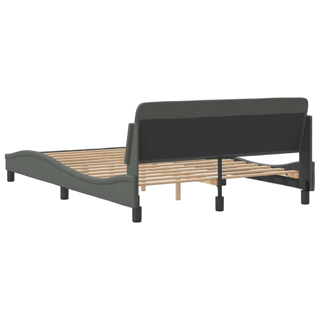 Cadre de lit Dover Gris foncé 135x190 cm tissu - XIOS