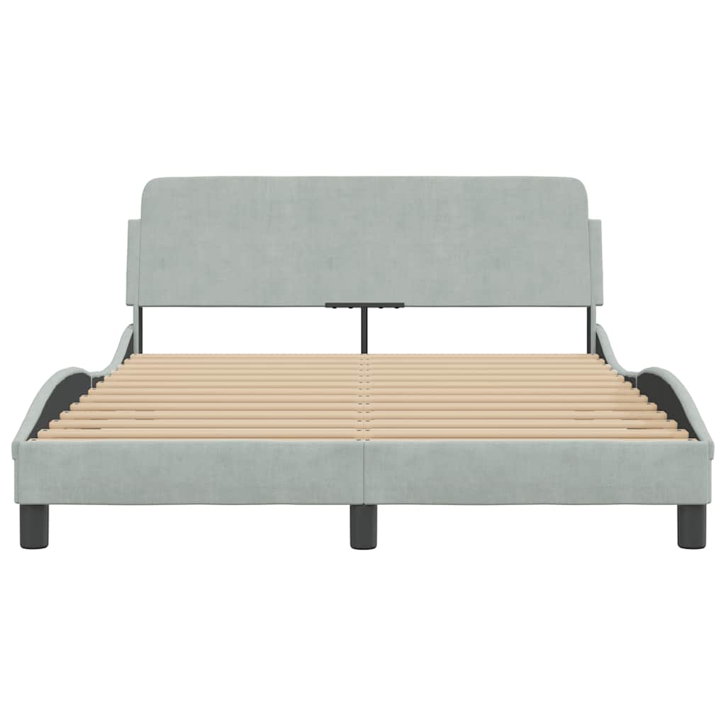 Cadre de lit Dover Gris clair 135 x 190 cm velours - XIOS
