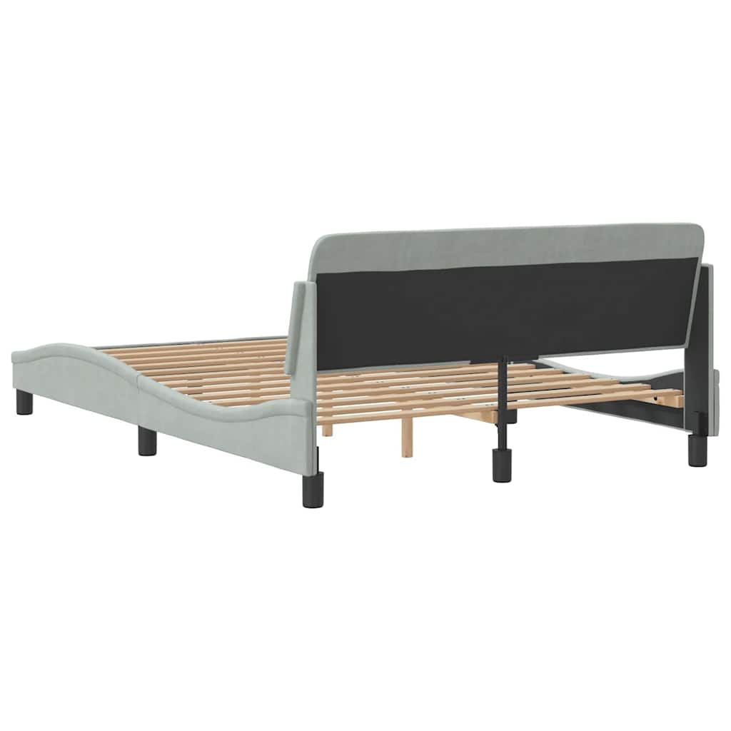 Cadre de lit Dover Gris clair 135 x 190 cm velours - XIOS