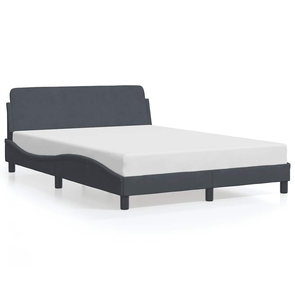 Cadre de lit Dover Gris foncé 135 x 190 cm velours - XIOS
