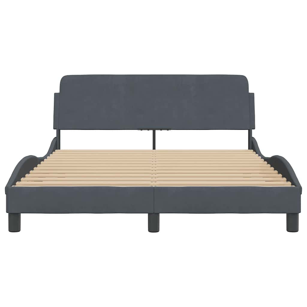 Cadre de lit Dover Gris foncé 135 x 190 cm velours - XIOS