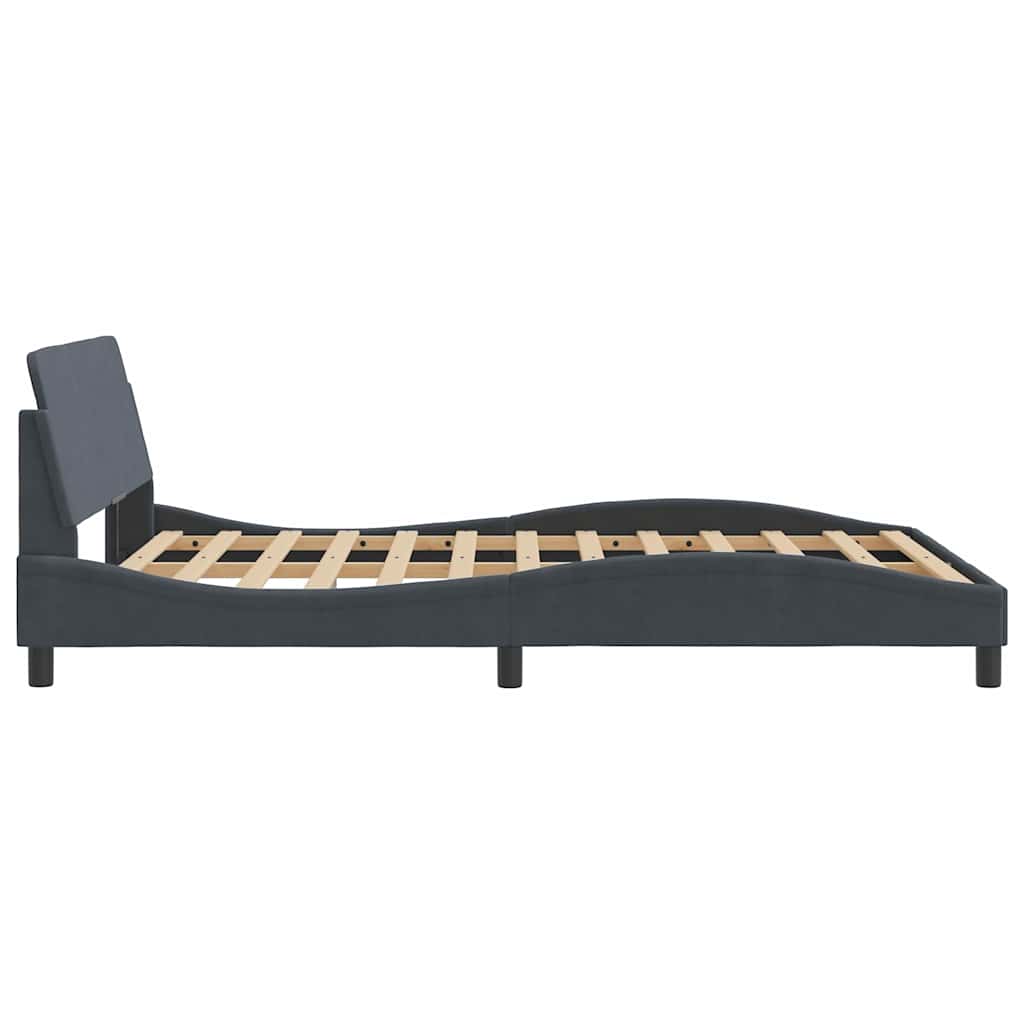 Cadre de lit Dover Gris foncé 135 x 190 cm velours - XIOS