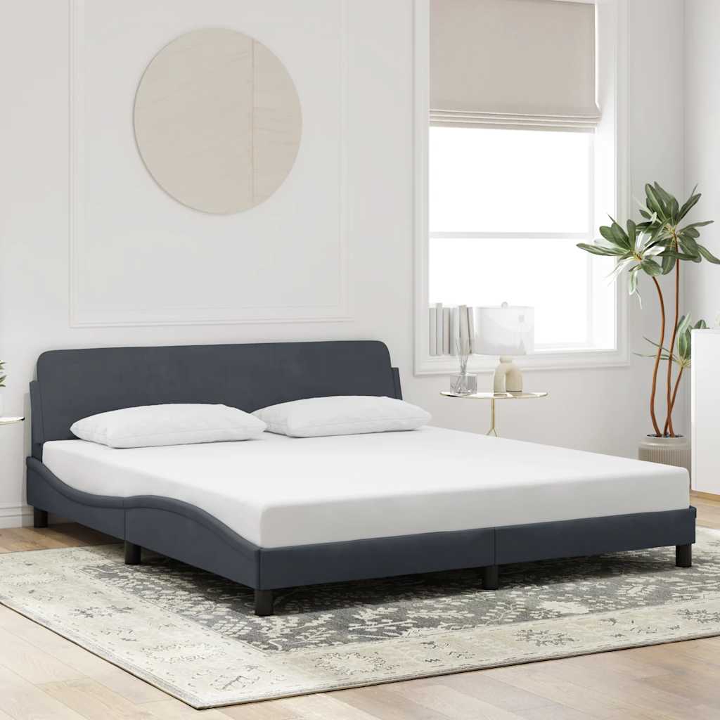 Cadre de lit Dover Gris foncé 180x200 cm velours - XIOS