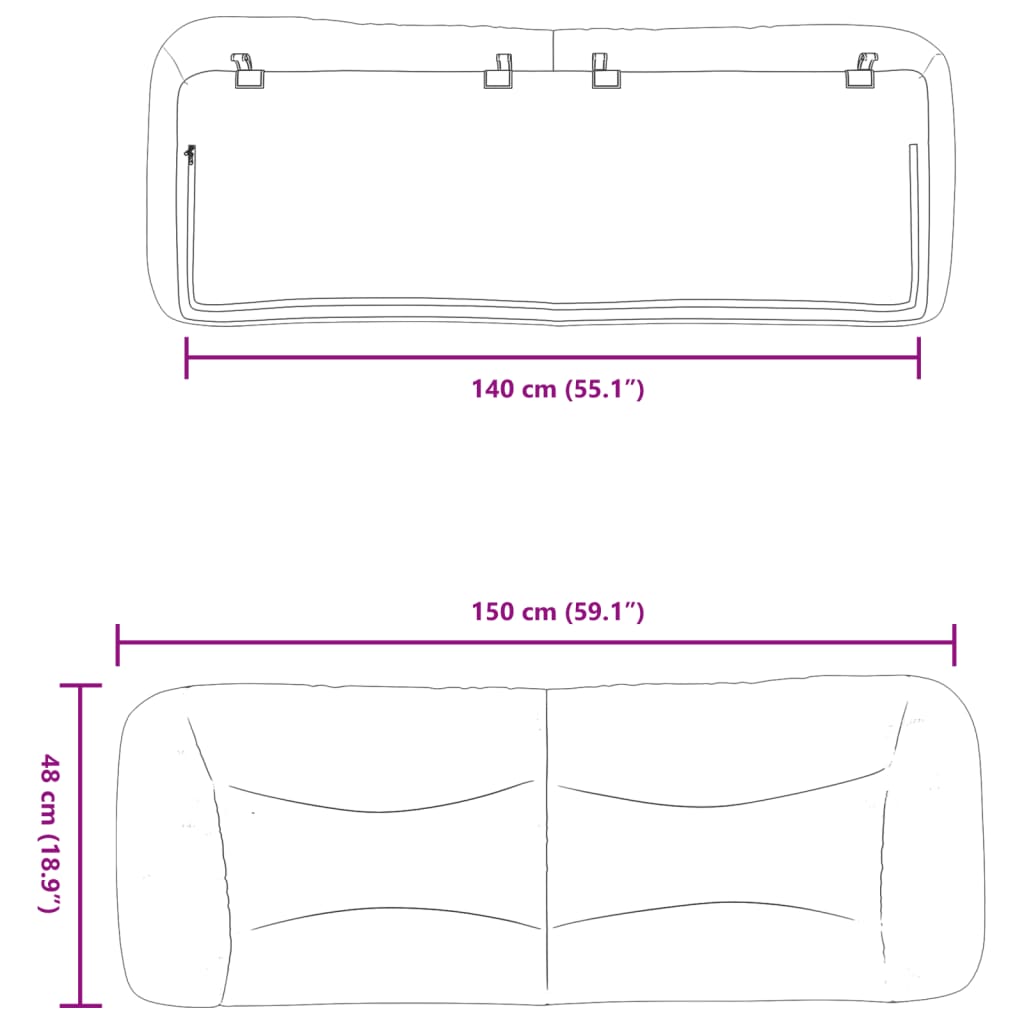 Coussin de tête de lit crème 140 cm tissu - XIOS