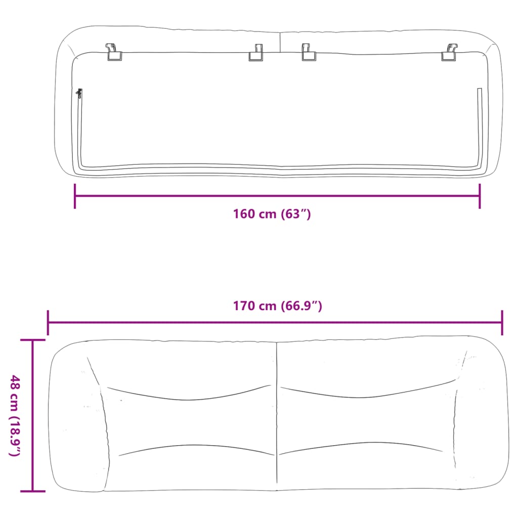 Coussin de tête de lit crème 160 cm tissu - XIOS