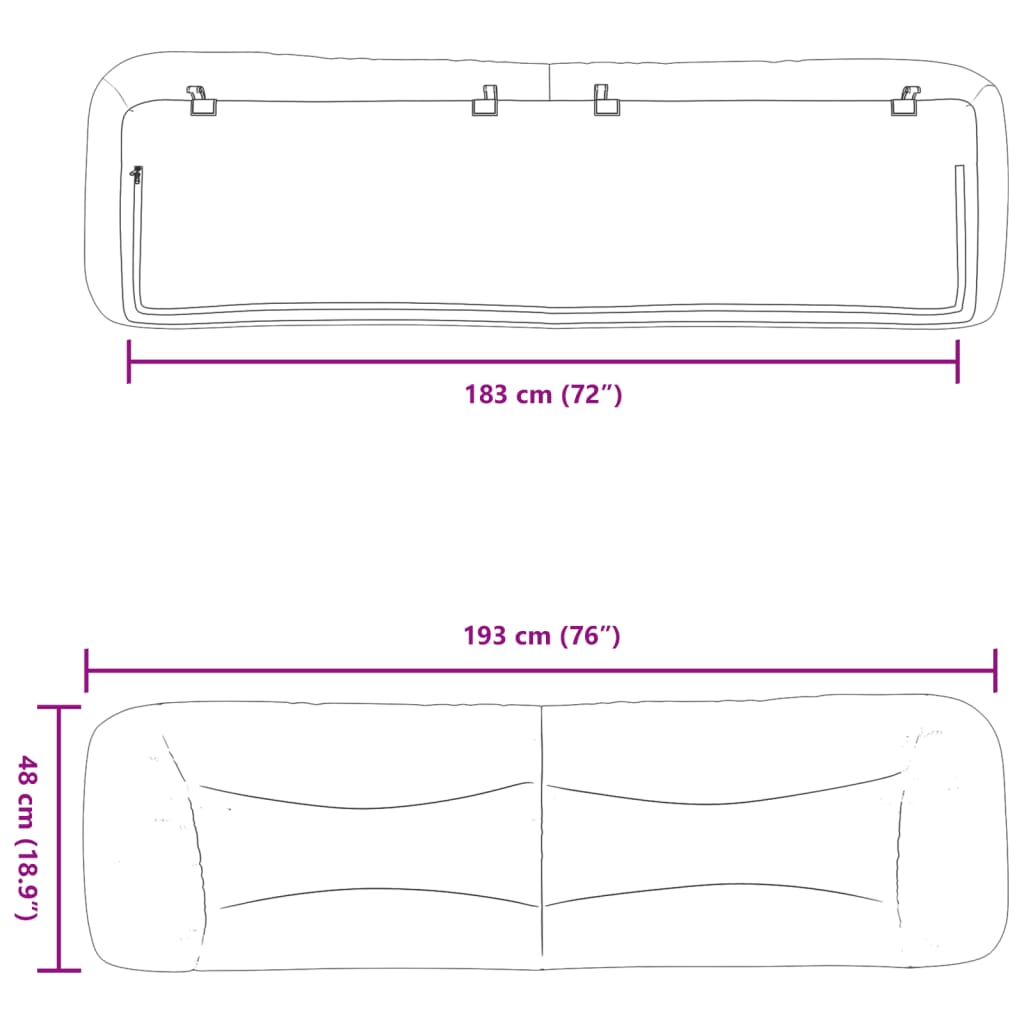 Coussin de tête de lit Hvar blanc 183 cm similicuir