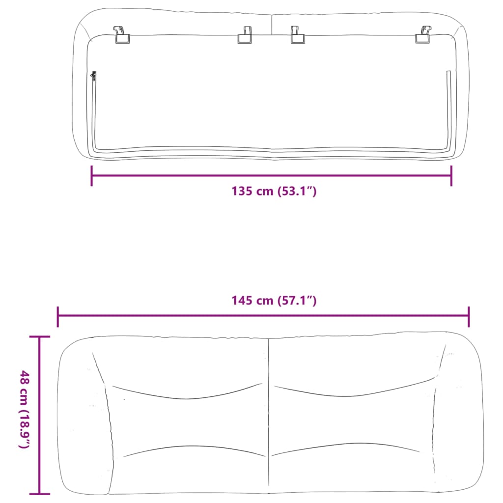 Coussin de tête de lit noir 135 cm en similicuir - XIOS