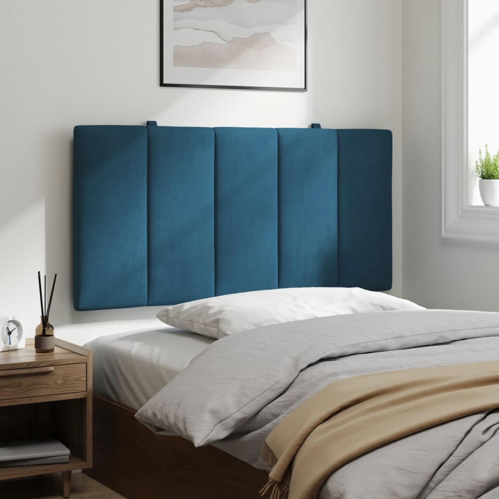 Coussin de tête de lit bleu 100 cm velours - XIOS