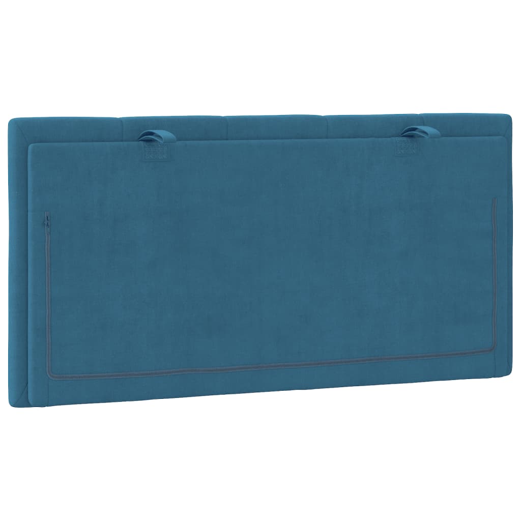Coussin de tête de lit bleu 100 cm velours - XIOS