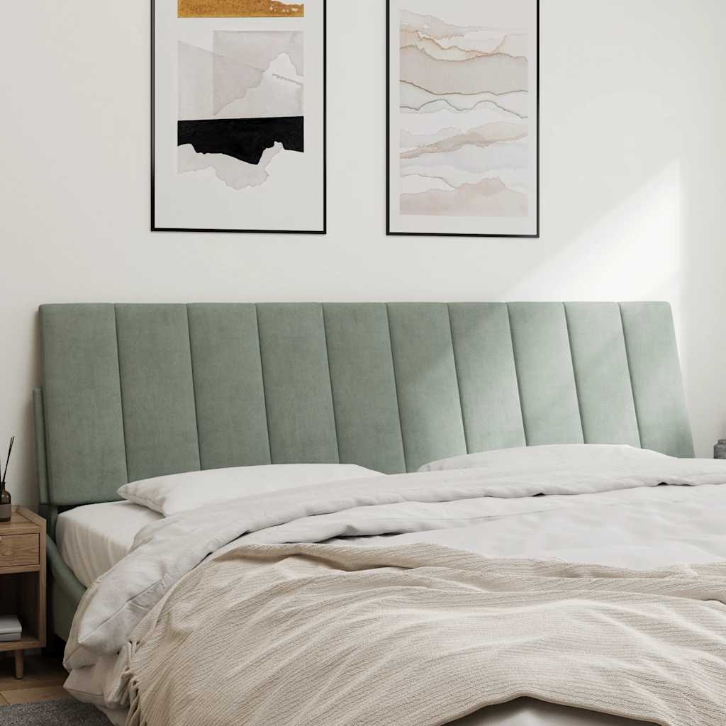 Coussin de tête de lit Hanko gris clair 180 cm velours - XIOS
