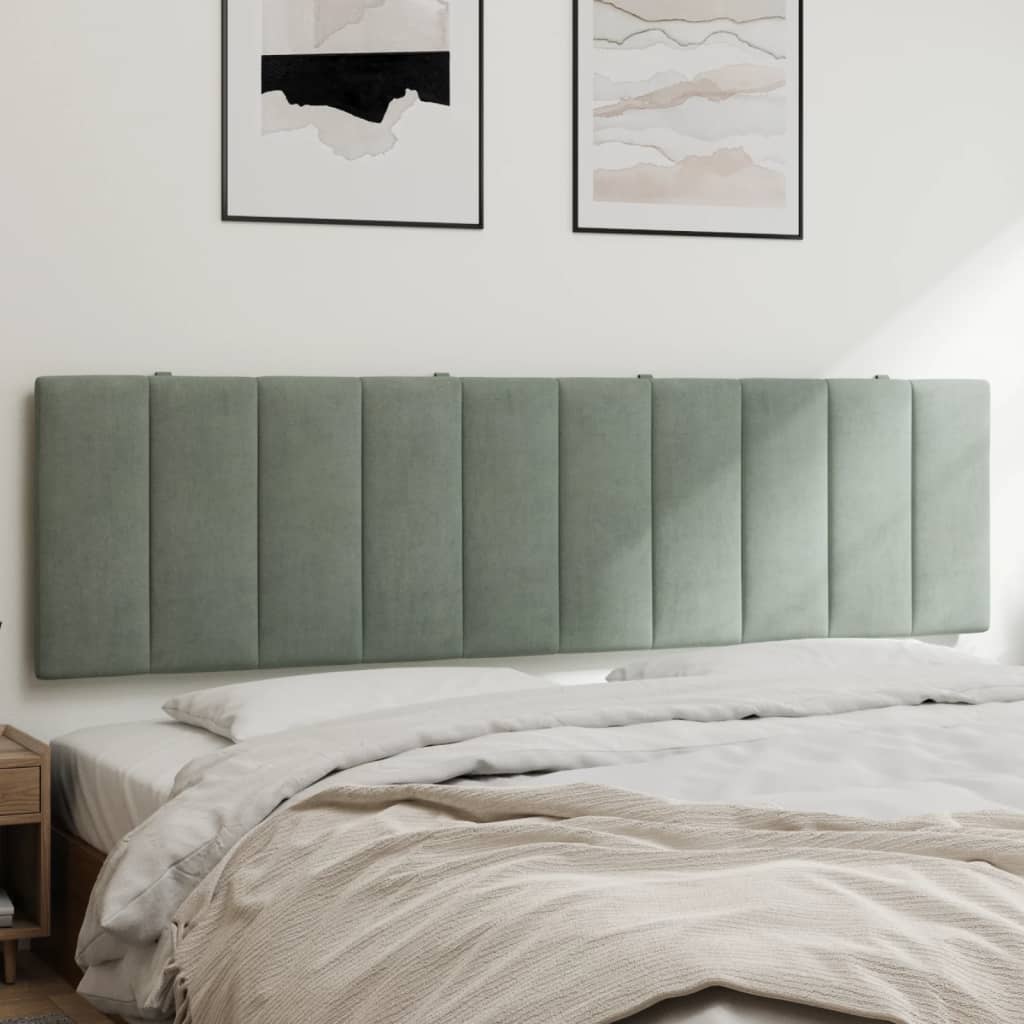 Coussin de tête de lit Hanko gris clair 180 cm velours - XIOS