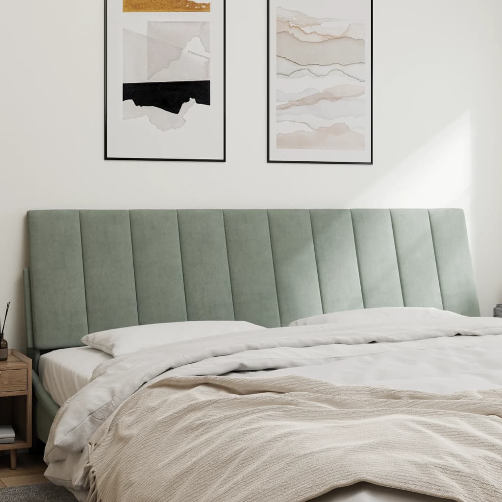 Coussin de tête de lit Hanko gris clair 183 cm velours - XIOS