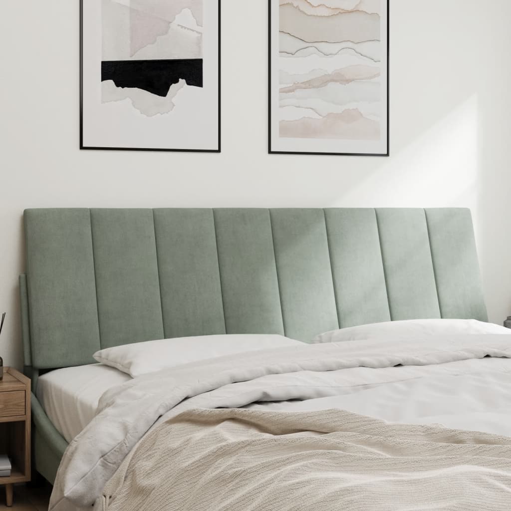 Coussin de tête de lit Hanko gris clair 152 cm velours - XIOS