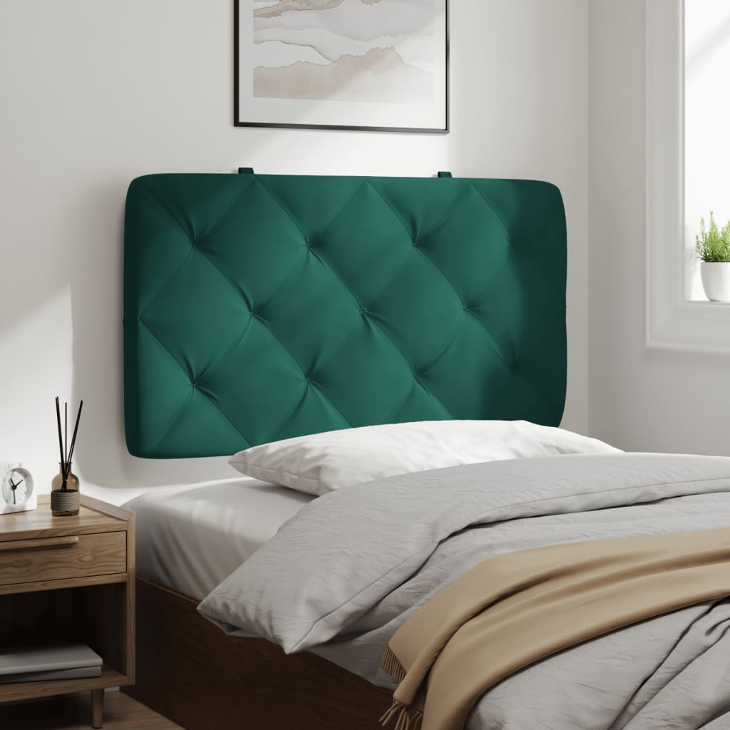 Coussin de tête de lit vert foncé 80 cm velours - XIOS
