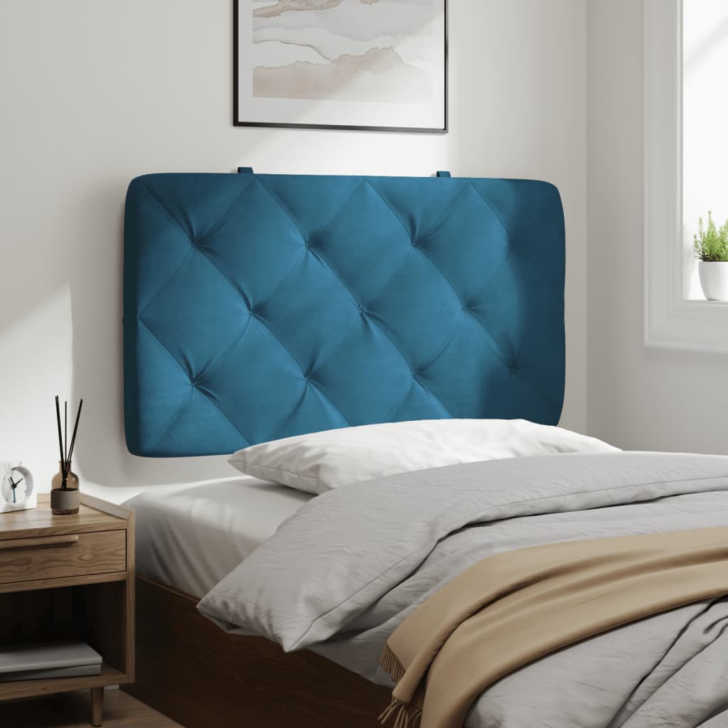 Coussin de tête de lit bleu 80 cm velours - XIOS