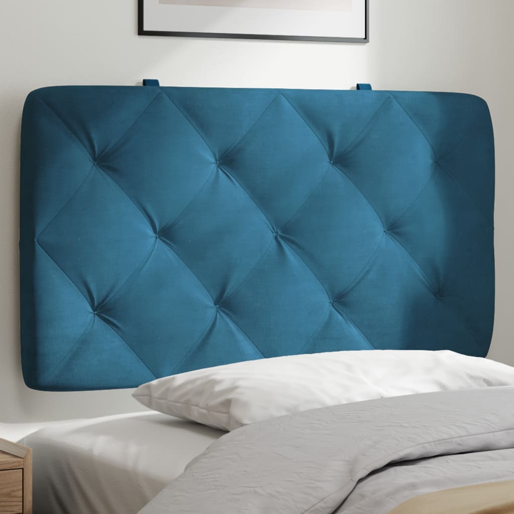 Coussin de tête de lit bleu 80 cm velours - XIOS